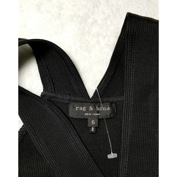 RAG & BONE comfy "stretch" cut-out lbd little black intermix midi dress  us-6 - Picture 9 of 9